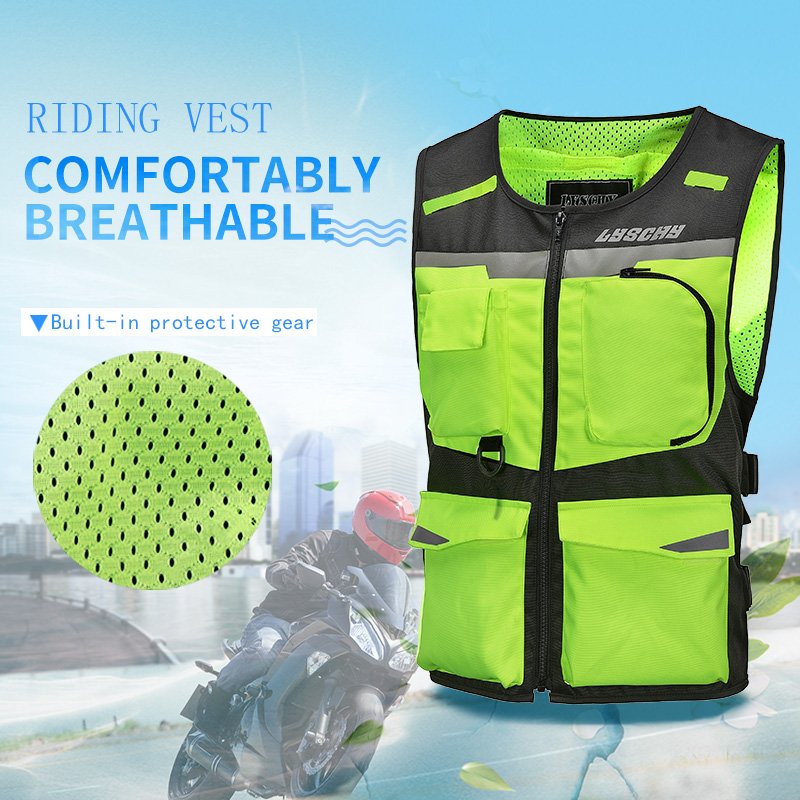 Gilet de sécurité pour moto, vente en gros, avec bandes réfléchissantes, maille respirante, équipement de protection CE2 intégré, gilets d'équitation 2ection CE2 intégré, gilets d'équitation2 Wholesale Factory Motorcycle Safety Riding Vest With Reflective Strips Breathable Mesh Built-in CE2 Protective Gear Riding Vests – Image 2